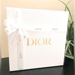 Dior White Gift Box with Gold Logo Authentic empty Gift Box set &Tissue & Ribbon
